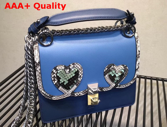 Fendi Kan I Small Blue Leather Mini Bag with Python Details Replica