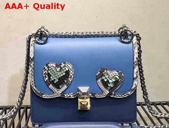 Fendi Kan I Small Blue Leather Mini Bag with Python Details Replica
