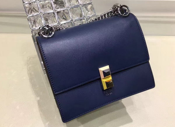 Fendi Kan I Small Mini Bag in Midnight Blue Leather For Sale