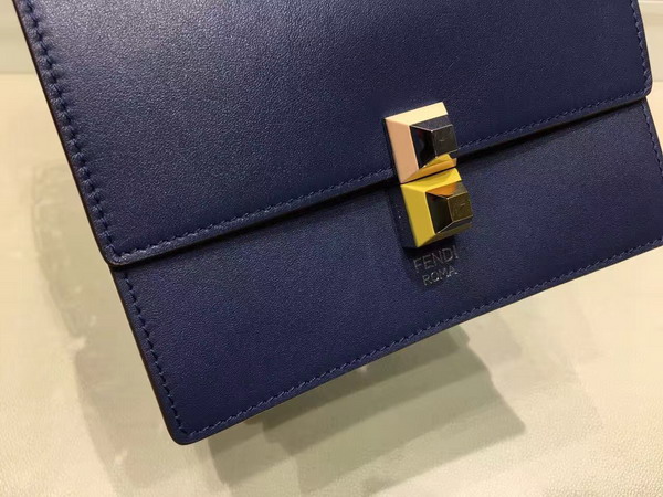 Fendi Kan I Small Mini Bag in Midnight Blue Leather For Sale