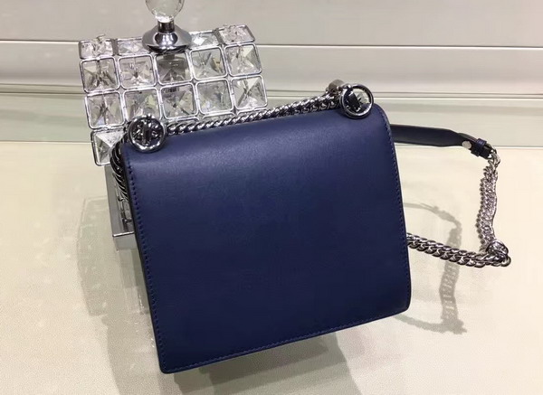 Fendi Kan I Small Mini Bag in Midnight Blue Leather For Sale