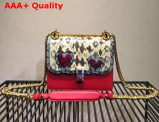 Fendi Kan I Small Red Leather Mini Bag with Python Details Replica