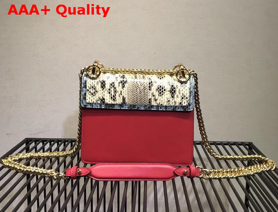 Fendi Kan I Small Red Leather Mini Bag with Python Details Replica