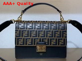Fendi Kan U Bag in Black Calf Leather with Contrasting Printed Embossed FF Pattern Replica