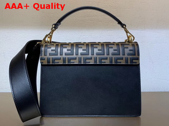 Fendi Kan U Bag in Black Calf Leather with Contrasting Printed Embossed FF Pattern Replica