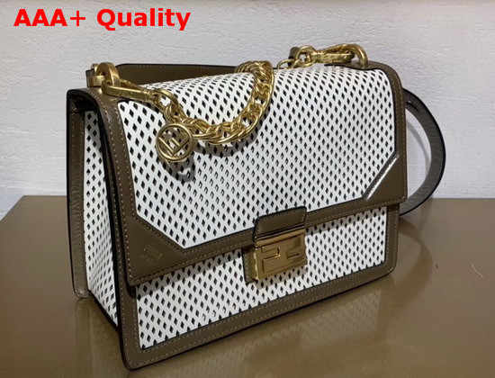 Fendi Kan U Bag in White Perforated Leather Replica