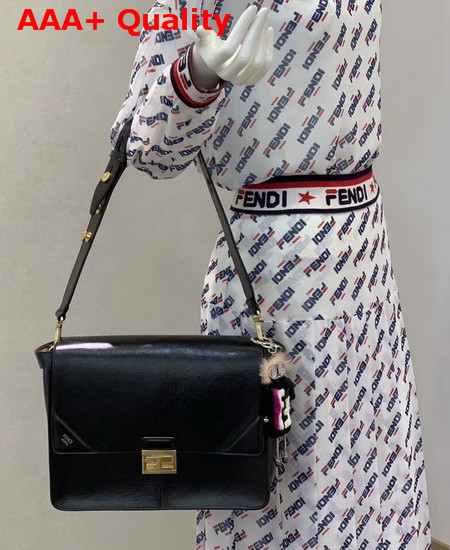 Fendi Kan U Large Bag in Black Vintage Lambskin Replica