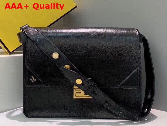 Fendi Kan U Large Bag in Black Vintage Lambskin Replica