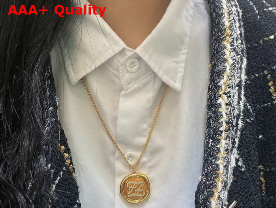 Fendi Karligraphy Necklace Gold Colored Necklace Replica