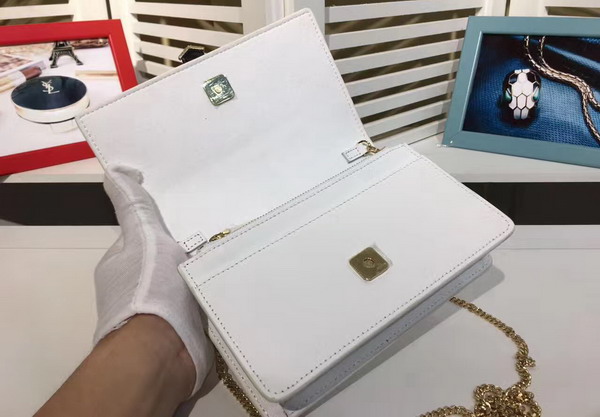Fendi Karlito Wallet On Chain in White Leather with Inlays For Sale