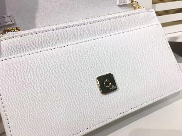 Fendi Karlito Wallet On Chain in White Leather with Inlays For Sale
