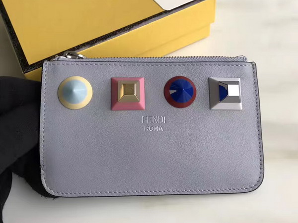 Fendi Keyring Pouch in Light Blue with Four Rainbow Studs For Sale