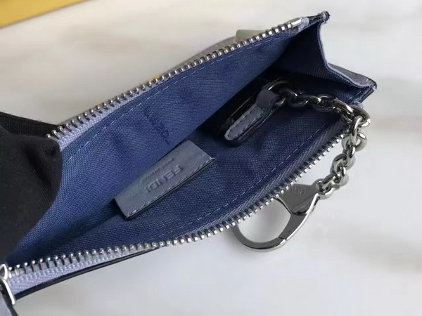 Fendi Keyring Pouch in Light Blue with Four Rainbow Studs For Sale