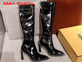 Fendi Knee Boots Glossy Black Neoprene Boots Replica