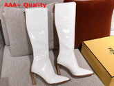 Fendi Knee Boots Glossy White Neoprene Boots Replica