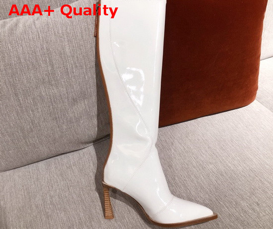 Fendi Knee Boots Glossy White Neoprene Boots Replica