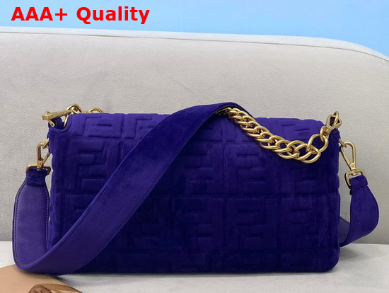 Fendi Large Baguette Bag in Blue Velvet Replica