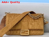 Fendi Large Baguette Bag in Brown Velvet Replica