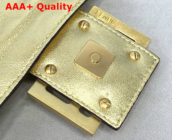 Fendi Large Baguette Bag in Gold Soft Nappa Leather Replica