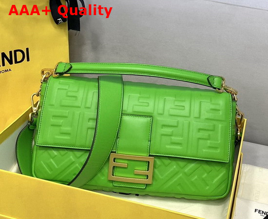Fendi Large Baguette Bag in Green Soft Nappa Leather Replica