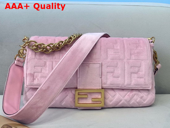 Fendi Large Baguette Bag in Pink Velvet Replica