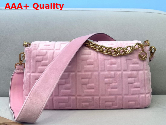 Fendi Large Baguette Bag in Pink Velvet Replica