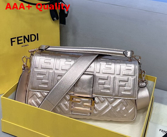 Fendi Large Baguette Bag in Rose Gold Soft Nappa Leather Replica