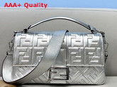 Fendi Large Baguette Bag in Silver Soft Nappa Leather Replica