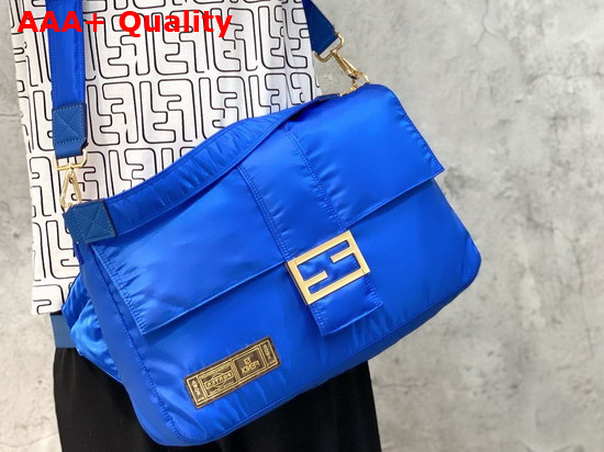 Fendi Large Baguette Messenger Bag in Bright Blue Nylon Replica