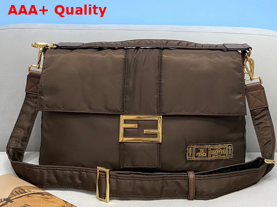 Fendi Large Baguette Messenger Bag in Brown Nylon Replica