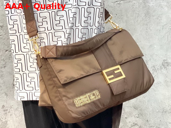 Fendi Large Baguette Messenger Bag in Brown Nylon Replica