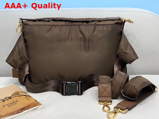 Fendi Large Baguette Messenger Bag in Brown Nylon Replica