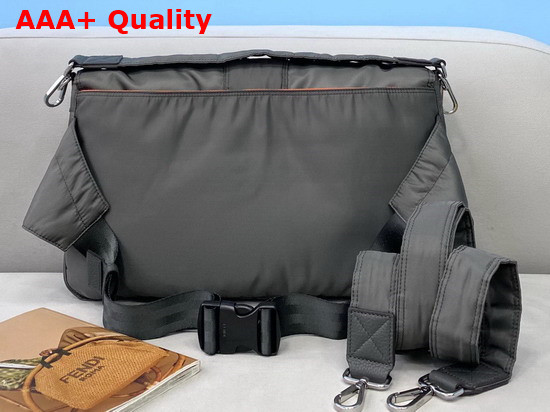 Fendi Large Baguette Messenger Bag in Gray Nylon Replica