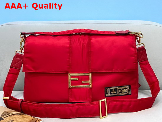 Fendi Large Baguette Messenger Bag in Red Nylon Replica