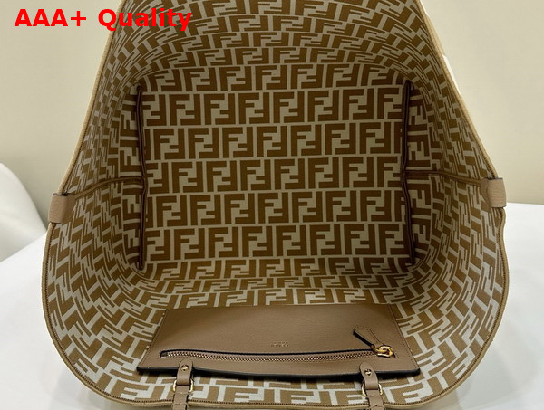 Fendi Large Roll Reversible Shopper in Pequin Striped and Beige FF Fabric Replica
