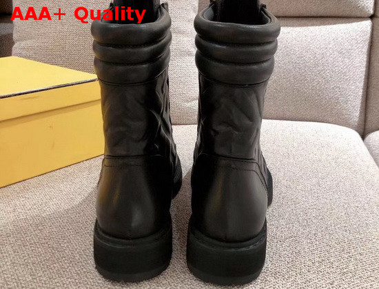 Fendi Leather Ankle Boots in Black Nappa Leather with Embossed FF Motif Replica