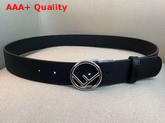 Fendi Leather Belt in Black Calf Leather with Round Buckle Replica