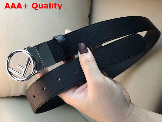Fendi Leather Belt in Black Calf Leather with Round Buckle Replica