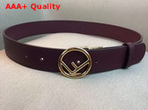 Fendi Leather Belt in Burgundy Calf Leather with Round Buckle Replica