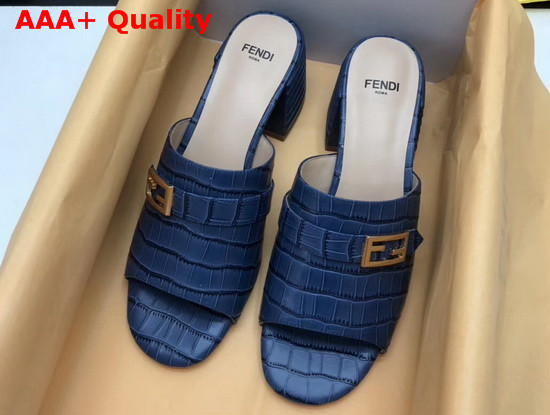Fendi Leather Sandal in Blue Crocodile Print Calfskin Replica