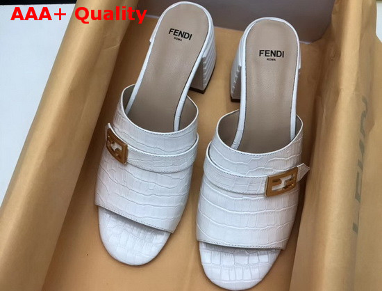 Fendi Leather Sandal in White Crocodile Print Calfskin Replica