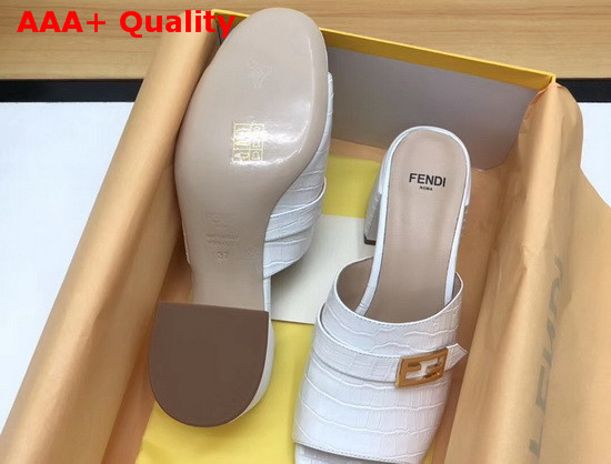Fendi Leather Sandal in White Crocodile Print Calfskin Replica