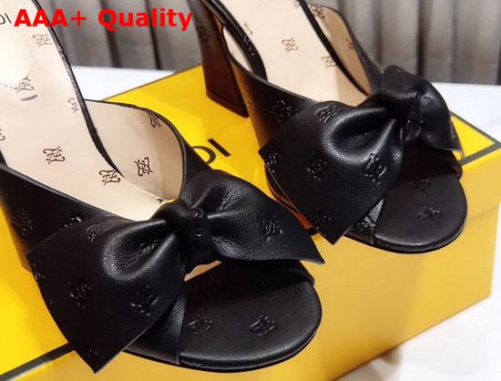 Fendi Leather Sandal with Maxi Bow Black Calf Leather Replica
