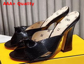 Fendi Leather Sandal with Maxi Bow in Black Snake Print Calf Leather Replica