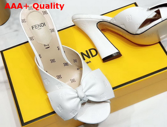 Fendi Leather Sandals with Maxi Bow White Calf Leather Replica