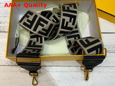 Fendi Long Adjustable Shoulder Strap with Double Clip Beige Canvas with Black Embroidered FF Motif Replica
