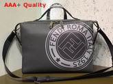 Fendi Lui Bag in Grey Roman Leather with Fendi Stamp Patch Replica