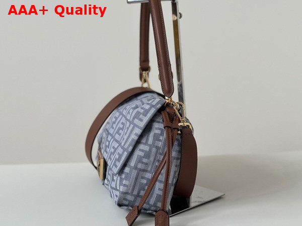 Fendi Mamma Baguette Medium Blue Denim Effect FF Jacquard Bag Replica