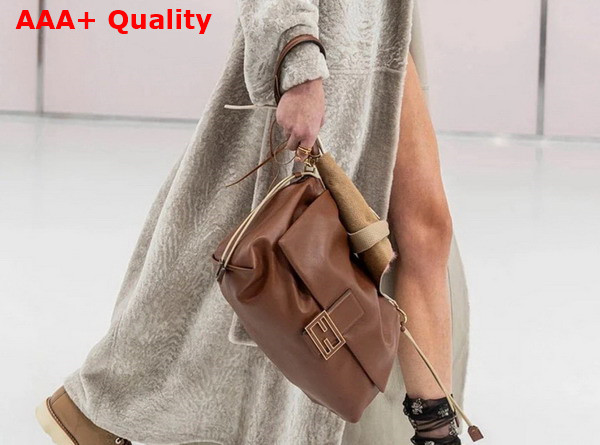 Fendi Mamma Baguette Medium Brown Nappa Leather Bag Replica