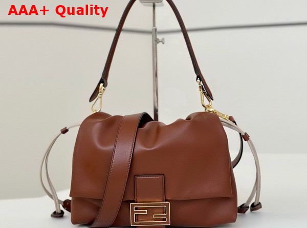 Fendi Mamma Baguette Medium Brown Nappa Leather Bag Replica